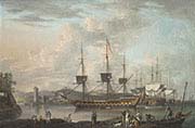 A British Naval Squadron of the Red at anchor off Leghorn-Italy
